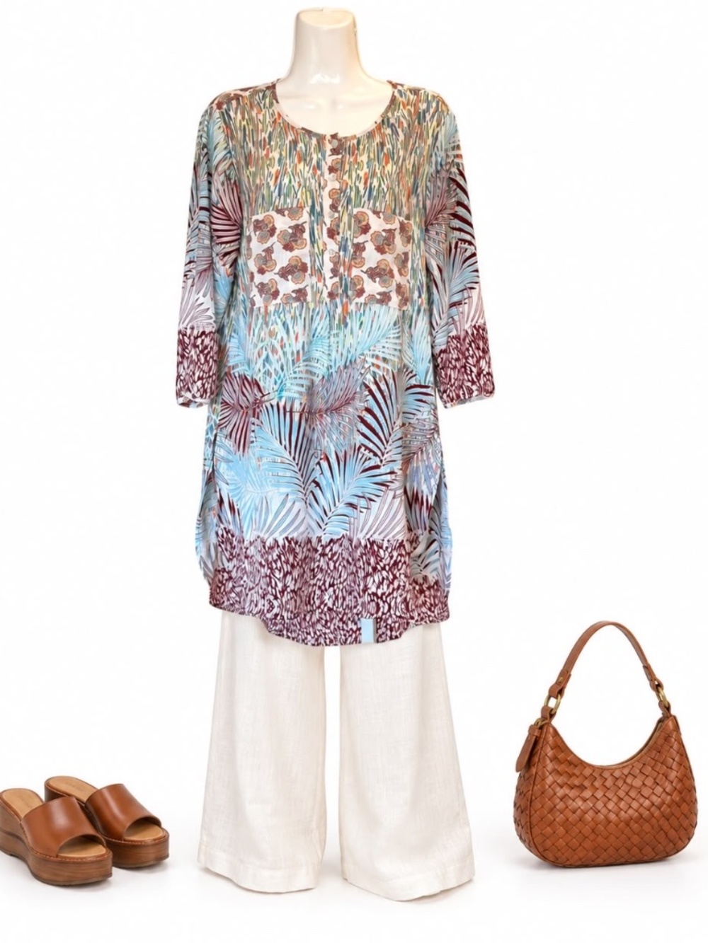 Fig & Flower Anthropologie Mixed Print Tunic Dress Size M